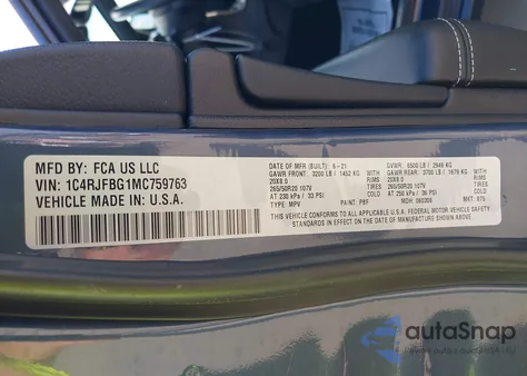 2021 Jeep Grand Cherokee 80Th Anniversary 4X4 из США, поврежденный, VIN 1C4RJFBG1MC759763